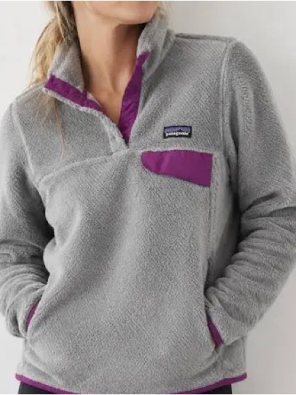 Patagonia Re-Tool Snap-T Pullover Fleece Gray and Purple Size Large